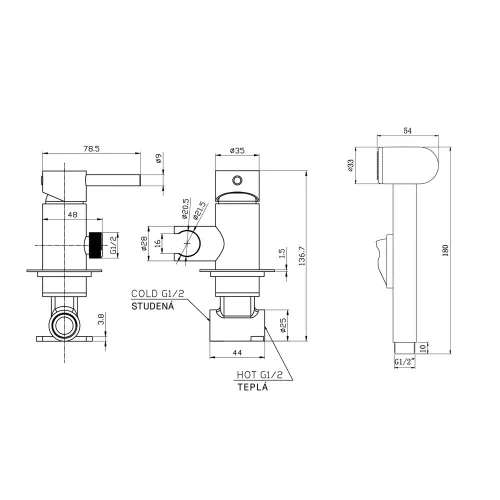 Aqualine falba süllyesztett csaptelep bidézuhannyal króm SK302