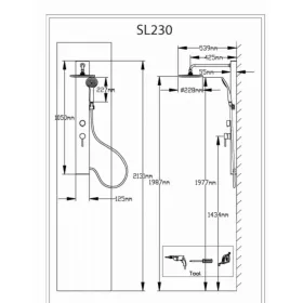   Sapho/Aqualine FIGA zuhanypanel csapteleppel, 125x1050mm, PVC/fehér (SL230)