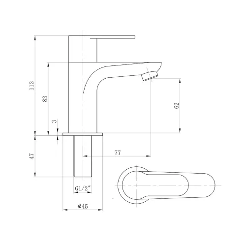 Sapho SMALL állószelep króm, 113mm magas, leeresztő nélkül (SM23)