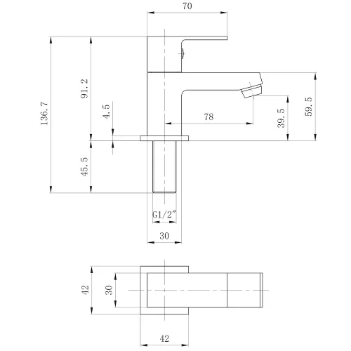 Sapho SMALL állószelep króm, 92mm magas, leeresztő nélkül (SM25)