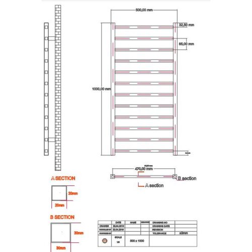 Sanica Arta design fürdőszoba radiátor króm 500x1000