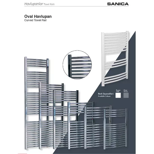 Sanica csőradiátor 600x1400mm íves KRÓM