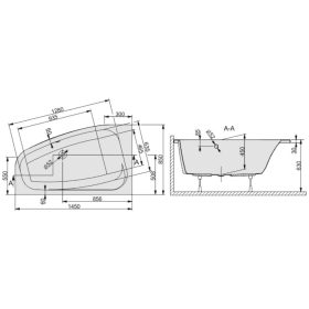 Sanplast FREE aszimmetrikus kád 85 x 145 cm BAL