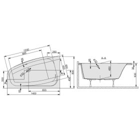 Sanplast FREE aszimmetrikus kád 80x140cm BAL