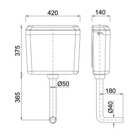   Styron AQUA WC tartály Start-Stop gombos, 3/8"-os réz menetes töltőszeleppel (STY-700-R)