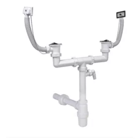   Styron Mosogató szifon kétmedence, mosógép csatlakozós leeresztővel STY-539-1