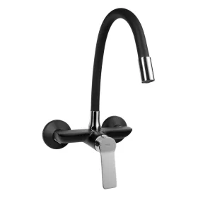   Sapho/Aqualine SINTRA fali mosogató csaptelep flexibilis kifolyóval, matt fekete-króm