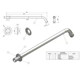 Sapho Aqualine Zuhanykar fejzuhanyhoz 350mm fekete T05