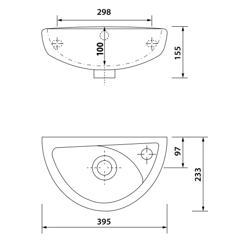 Aqualine-Sapho CREAVIT SMALL OVAL kerámiamosdó 39x23cm (TP040)