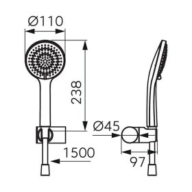   Ferro NOSTRIS zuhanyszett: zuhanytartó fix, zuhanyfej, gégecső, FEKETE