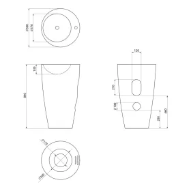 Sapho/Aqualine szabadonálló kerámiamosdó 50x84cm (VS701)