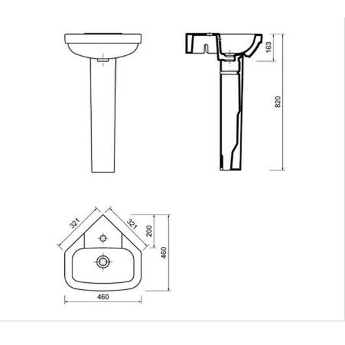 Aqualine-Sapho CREAVIT VITROYA sarok kerámiamosdó 46x46cm (VT145)