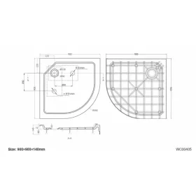 Wellis Zuhanytálca íves magas 90x90x15