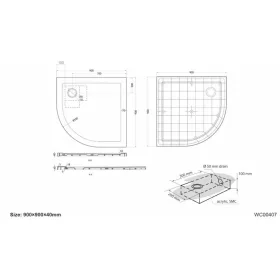 Wellis Zuhanytálca íves lapos 90x90x4
