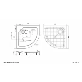 Wellis Zuhanytálca íves magas 80x80x15