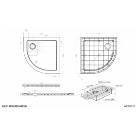 Wellis Zuhanytálca íves lapos 80x80x4