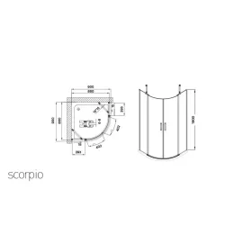   Wellis Scorpio két nyílóajtós íves kabin, Easy Cleannel, üvegtörés garanciával