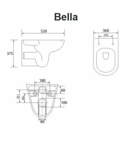 Wellis Bella fali rimless WC