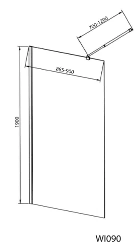 Aqualine-Sapho WALK IN Fix zuhanyfal 90x190cm, átlátszó üveg 6mm (WI091)