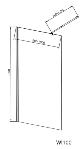 Aqualine-Sapho WALK IN Fix zuhanyfal 100x190cm, átlátszó üveg 6mm (WI101)