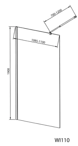 Aqualine-Sapho WALK IN Fix zuhanyfal 110x190cm, átlátszó üveg 6mm (WI111)