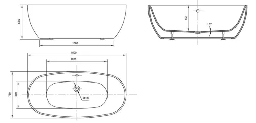 Wellis Oval 150 szabadon álló kád