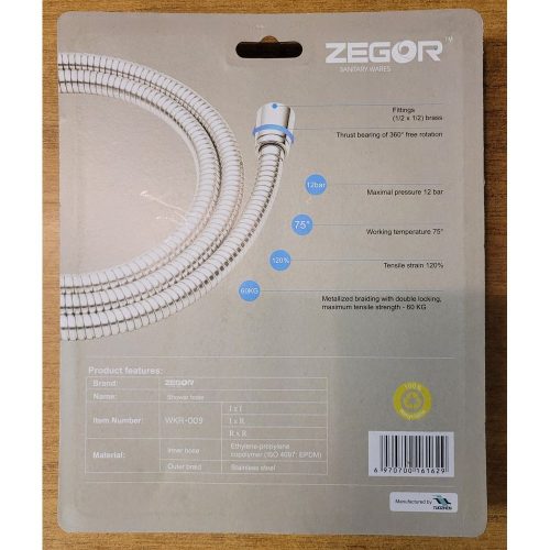 Zegor zuhanycső 150cm krómozott fém csavarodásmentes