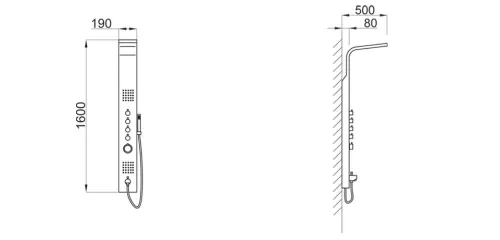 Wellis Mariner Silver termosztátos zuhanypanel