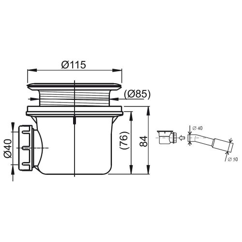 Ravak Basic zuhanytálca szifon d90mm, csiszolt alumínium ráccsal