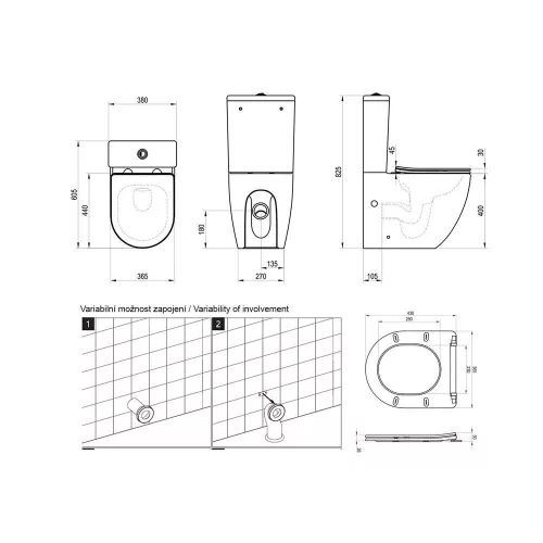 Ravak OPTIMA RimOff monoblokkos WC perem nélküli, WC ülőkével X01870