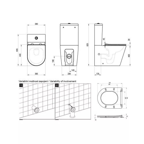 Ravak ELEGANT RimOff monoblokkos WC perem nélküli, WC ülőkével X01872