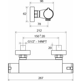   Ravak Termo 200 fali zuhanycsaptelep szett nélkül króm TE 072.00CR