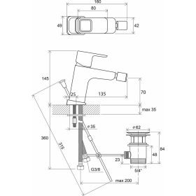   Ravak 10° TD 055.00 álló bidécsaptelep leeresztővel (Kifutó-2026)