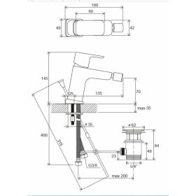   Ravak 10° Free TD F 055.00 álló bidécsaptelep leeresztővel X070133