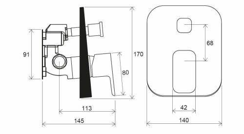 Ravak 10° Free falba süllyesztett csaptelep váltóval, R-box-hoz TD F 065.00