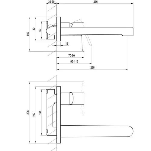 Ravak Puri fali süllyesztett mosdócsaptelep króm PU 019.00CR.O1