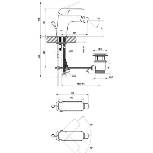 Ravak FLAT bidécsaptelep leeresztővel, matt fekete FL 055.20BL (Kifutó-2026)