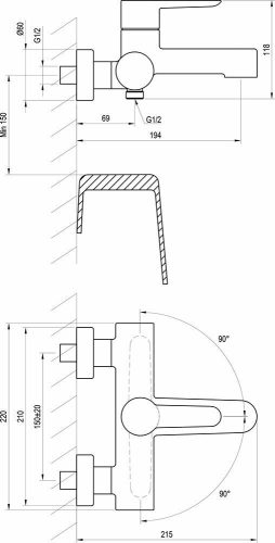 Ravak Puri fali kádcsaptelep zuhanyszett nélkül fekete PU 022.20BL fix átfolyás!