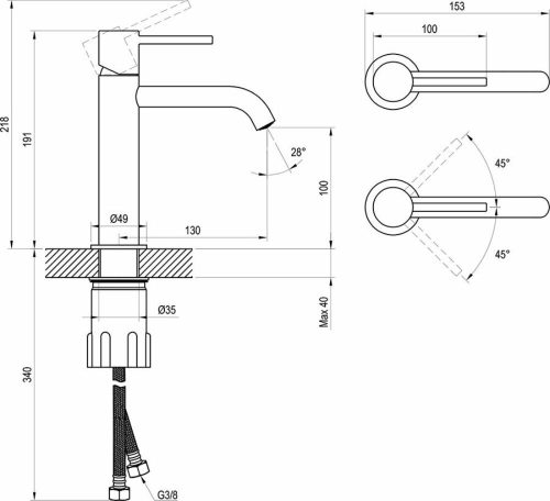 Ravak Espirit ES 012.60RGB álló mosdócsaptelep Rose Gold