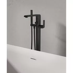  Ravak FLAT FL 080.20BL.RB07A Padlón álló kádcsaptelep szettel, Fekete (R-box nélkül)