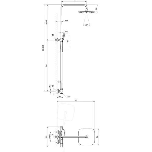 Ravak FLAT termosztátos zuhanyoszlop matt fekete FL 091.20BL