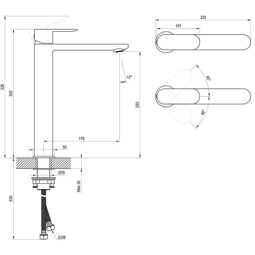 Ravak Chrome II mosdócsaptelep 300 mm lefolyó nélkül CR II 015.00CR