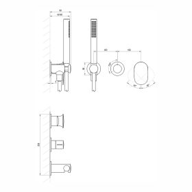   Ravak SPRING SG 065.00CR.O2 +S Falba süllyesztett csaptelep szettel, kétutas, belső egységgel - KRÓM