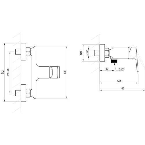 Ravak PLAN zuhanycsaptelep, GRAFIT, zuhanyszett nélkül PN 032.20GB