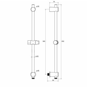   Ravak Állítható zuhanytartó rúd fali kiállással 60 cm 975.00CR