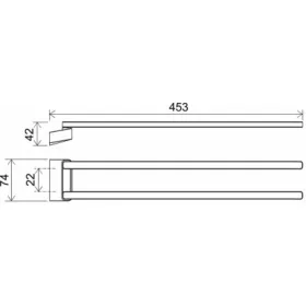   Ravak 10° Dupla törölközőtartó elfordítható fekete 42cm TD 340.20 X07P564