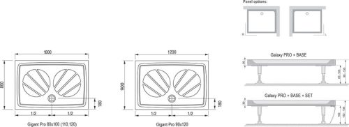 Ravak zuhanytálca Gigant Pro 120 x 80