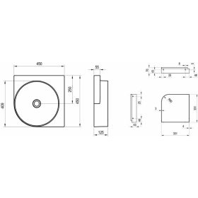   Ravak Yard 450 C mosdó fehér kerámia csapfurat nélkül 450x450x125mm