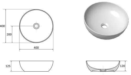 Ravak UNI Slim B 400 mosdó kerámia 400x400x125mm