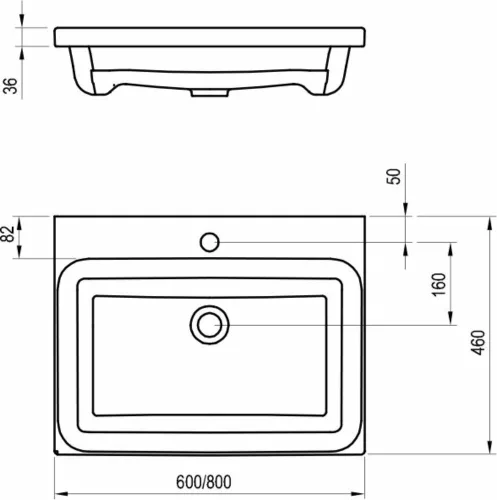 Ravak Comfort 600 kerámia fehér kerámia mosdó 600x460x30 mm